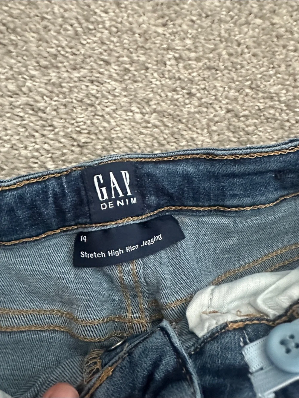 High-Rise Dark Blue Button-Fly Girls Jeans